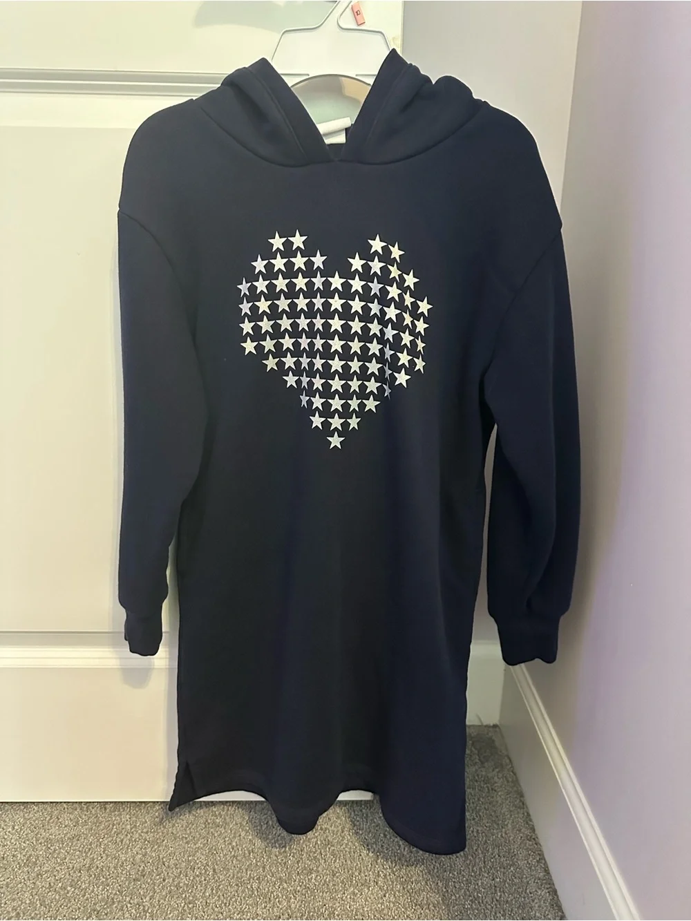 GAP Navy Hoodie Dress with White Star Heart